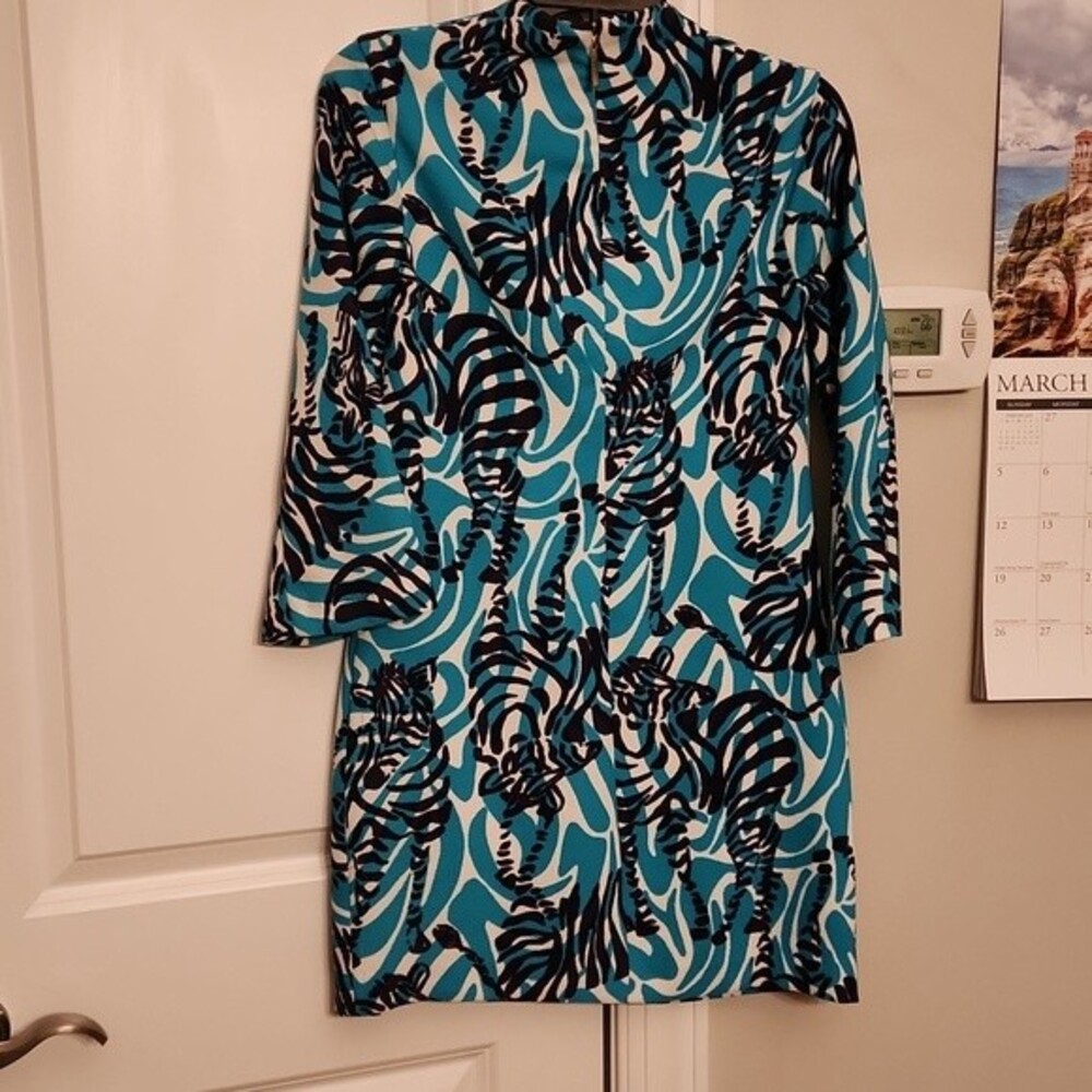 Lilly Pulitzer "Devina I'm Game" Zebra Print Dress w/ Elbow Sleeves Size 2 - Picture 6 of 6